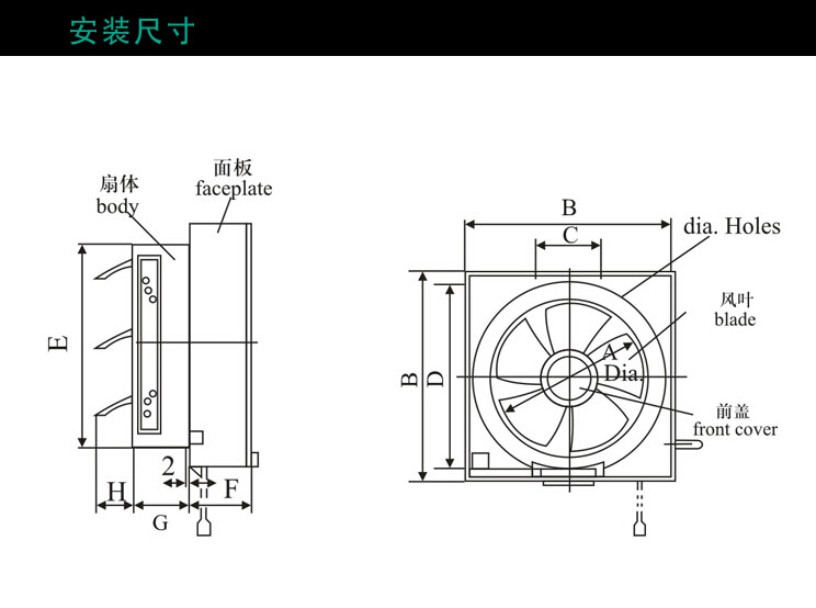 窗式换气扇安装尺寸1