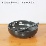 黑色手绘拉面碗陶瓷大号泡面碗家用吃面碗韩式饭碗