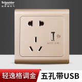 施耐德轻逸五孔USB（金）